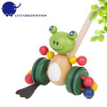 Juguetes para niños pequeños felices Juguetes de madera rana Push Along Toy